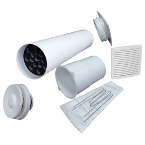 Velco VT-100 Приточный клапан в стену с термостатом и фильтром, с белой наружной решеткой (арт. 801000+793320)