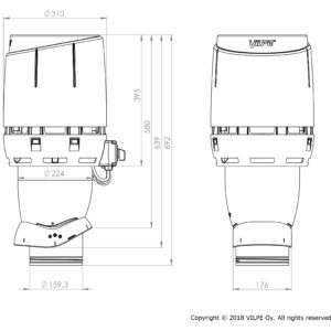 VILPE FLOW ECo160P/500 — крышный вентилятор, антрацит