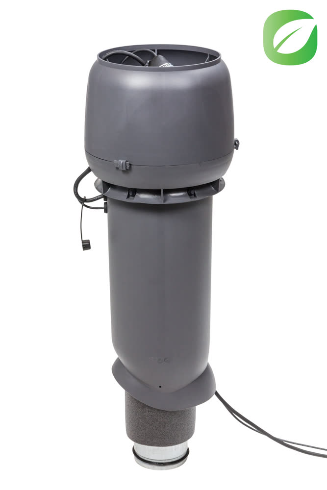 VILPE ECo190P/125/700 — крышный вентилятор со старым типом колпака, серый