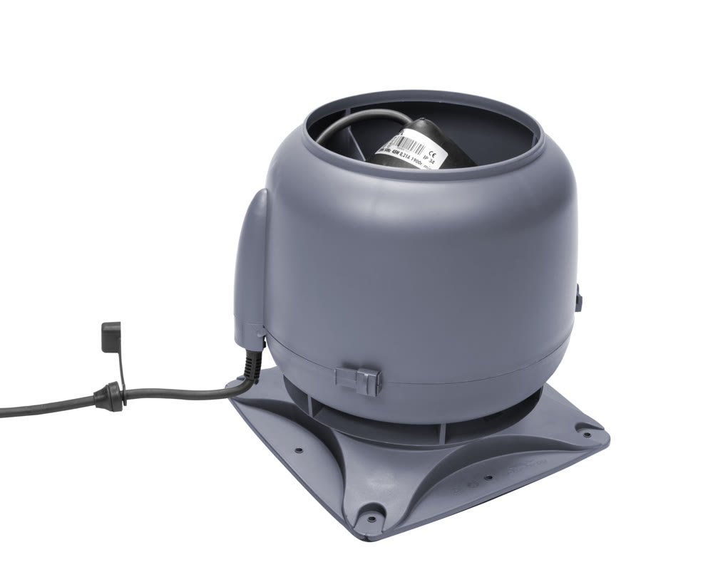 VILPE ECo110S — крышный вентилятор со старым типом колпака, серый