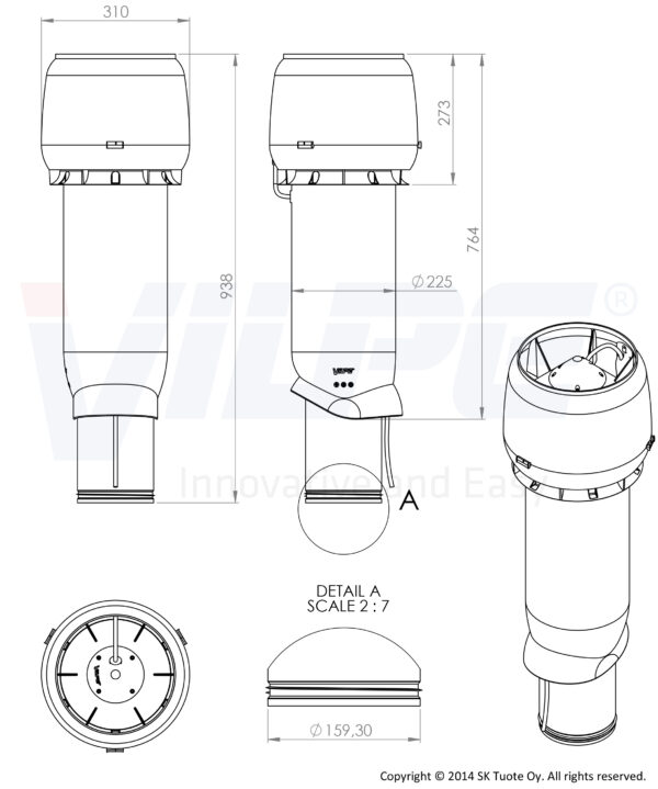 VILPE E220P/160/700 вентилятор, чёрный